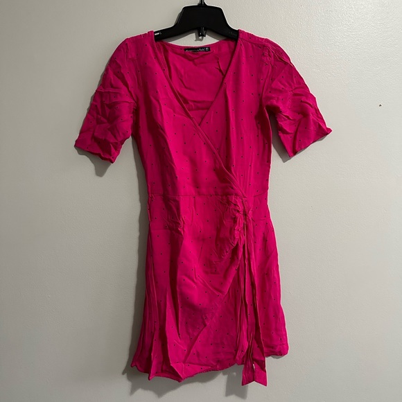 Abercrombie & Fitch pink wrap around polka dot dress - Picture 1 of 3